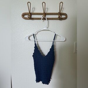Free People Navy Smocked Cami Dress